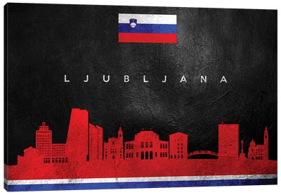 Ljubljana Slovenia Skyline Canvas Art Print - International Flag Art