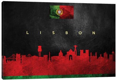 Lisbon Portugal Skyline II Canvas Art Print - International Flag Art
