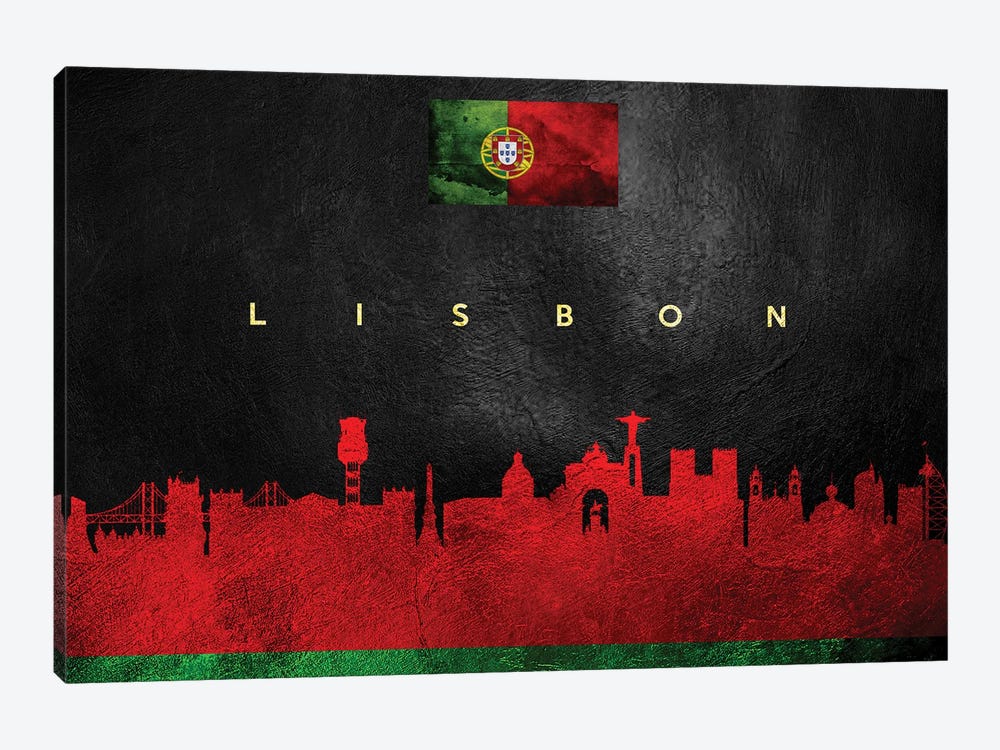 Lisbon Portugal Skyline II by Adrian Baldovino 1-piece Canvas Art Print