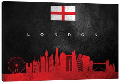 London England Skyline Canvas Art Print - International Flag Art