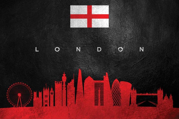 International Flags: London England Skyline by Adrian Baldovino