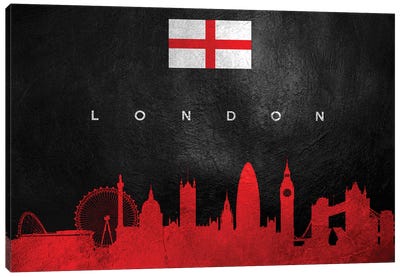 London England Skyline II Canvas Art Print - International Flag Art