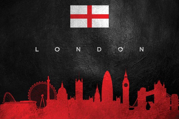 International Flags: London England Skyline II by Adrian Baldovino