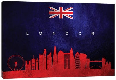 London United Kingdom Skyline Canvas Art Print - International Flag Art