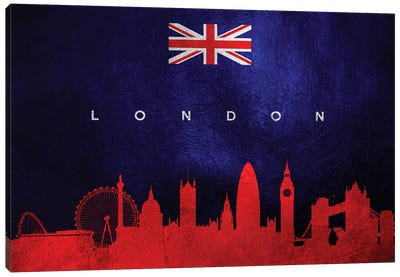 London United Kingdom Skyline II Canvas Art Print - International Flag Art