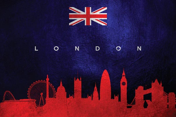 International Flags: London United Kingdom Skyline II by Adrian Baldovino