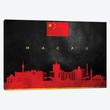 Macau China Skyline Canvas Print #ABV253} by Adrian Baldovino Canvas Wall Art