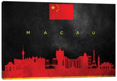 Macau China Skyline Canvas Art Print - International Flag Art