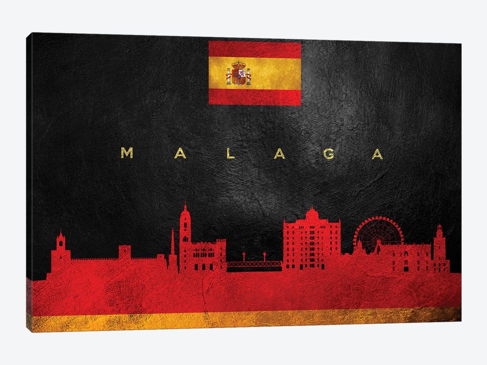 Malaga Spain Skyline by Adrian Baldovino 1-piece Canvas Art Print
