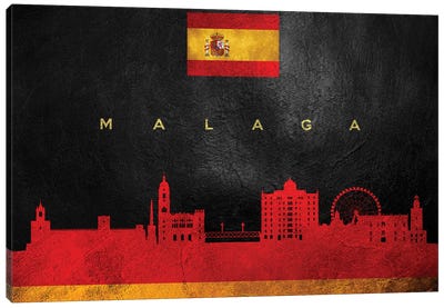 Malaga Spain Skyline Canvas Art Print - International Flag Art