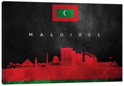 Maldives Skyline Canvas Art Print - International Flag Art