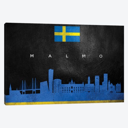 Malmo Sweden Skyline Canvas Print #ABV257} by Adrian Baldovino Canvas Art Print