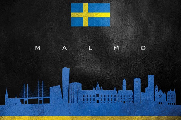 International Flags: Malmo Sweden Skyline by Adrian Baldovino