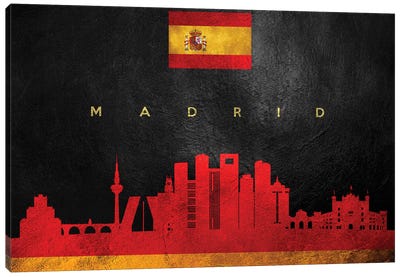 Madrid Spain Skyline Canvas Art Print - International Flag Art