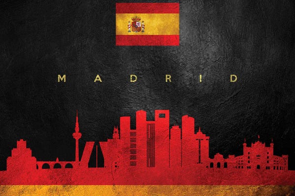 International Flags: Madrid Spain Skyline by Adrian Baldovino