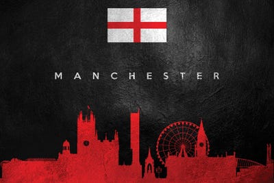 Manchester England Skyline II by Adrian Baldovino framed wall art