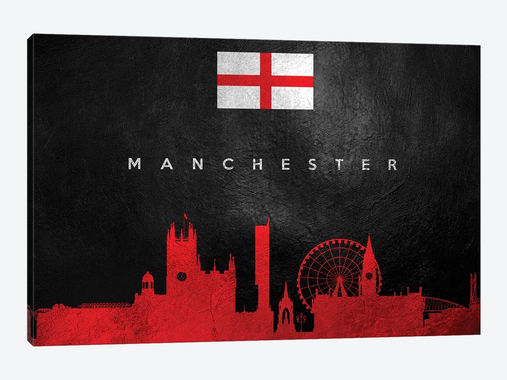 Manchester England Skyline II by Adrian Baldovino 1-piece Canvas Artwork