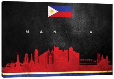 Manila Philippines Skyline Canvas Art Print - International Flag Art