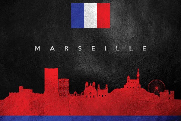 International Flags: Marseille France Skyline by Adrian Baldovino