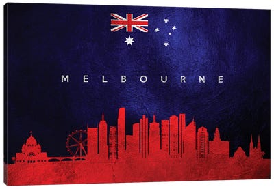 Melbourne Australia Skyline Canvas Art Print - International Flag Art