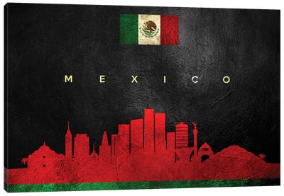 Mexico Skyline Canvas Art Print - International Flag Art