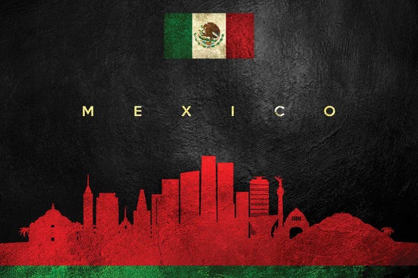 International Flags: Mexico Skyline by Adrian Baldovino