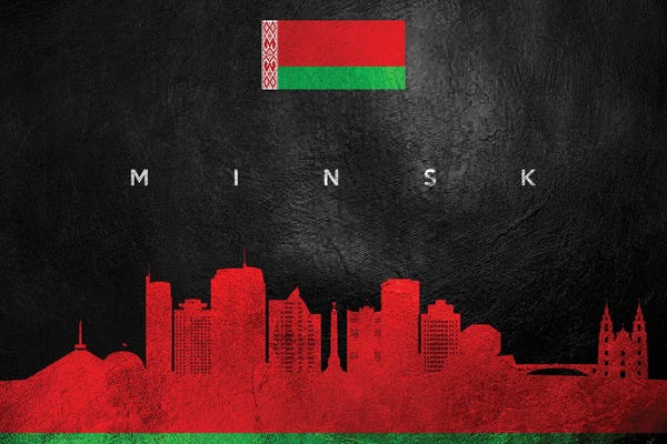 International Flags: Minsk Belarus Skyline by Adrian Baldovino