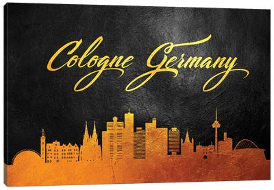 Cologne Germany Gold Skyline Canvas Art Print