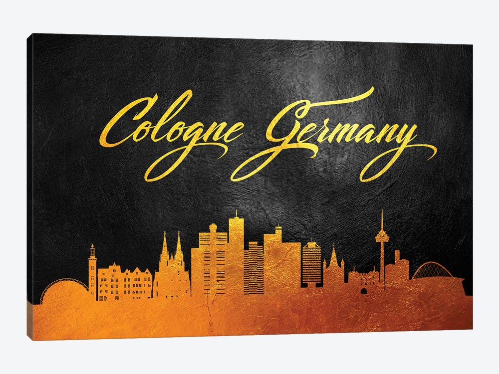 Cologne Germany Gold Skyline by Adrian Baldovino 1-piece Canvas Print