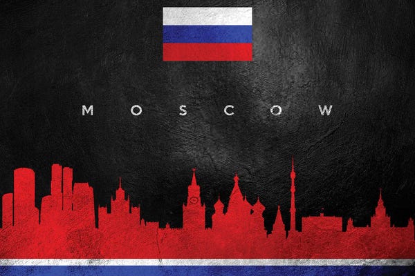 International Flags: Moscow Russia Skyline by Adrian Baldovino