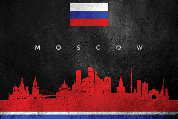 International Flags: Moscow Russia Skyline II by Adrian Baldovino
