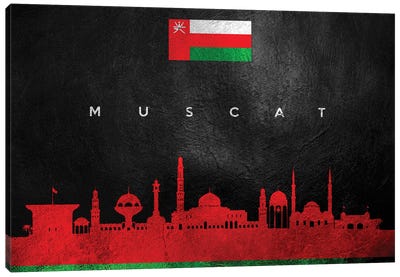 Muscat Oman Skyline Canvas Art Print - International Flag Art
