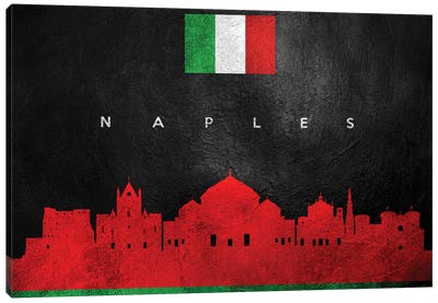Naples Italy Skyline Canvas Art Print - International Flag Art