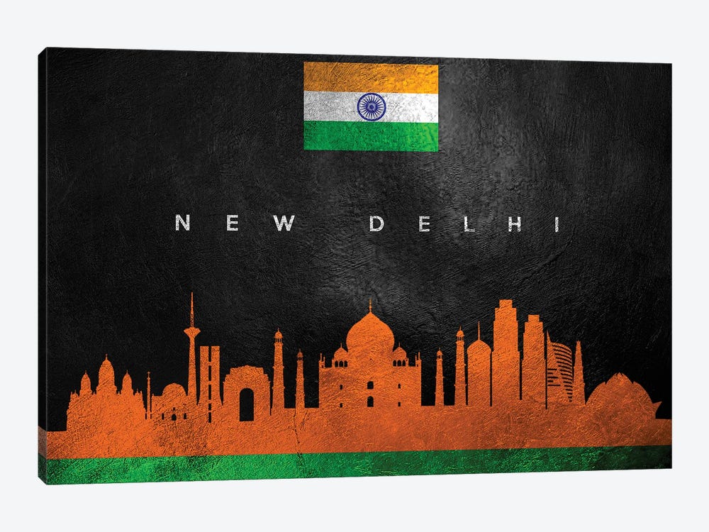 New Delhi India Skyline by Adrian Baldovino 1-piece Canvas Wall Art