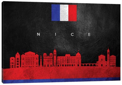 Nice France Skyline Canvas Art Print - International Flag Art