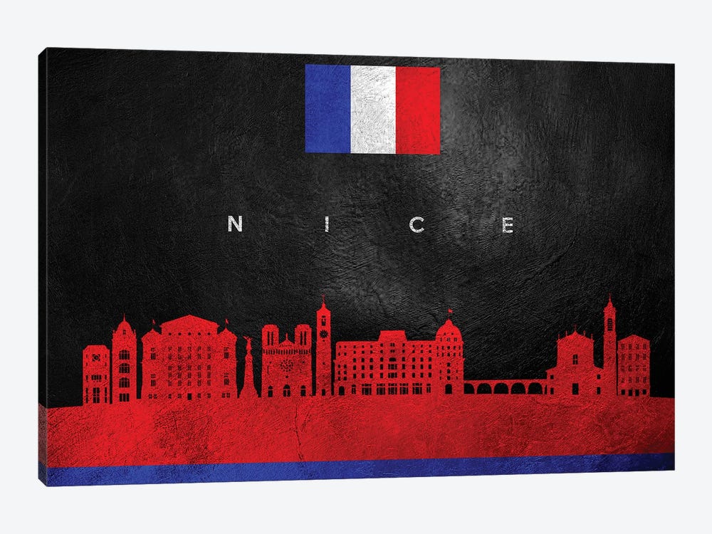 Nice France Skyline by Adrian Baldovino 1-piece Canvas Artwork