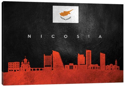 Nicosia Cyprus Skyline Canvas Art Print - International Flag Art