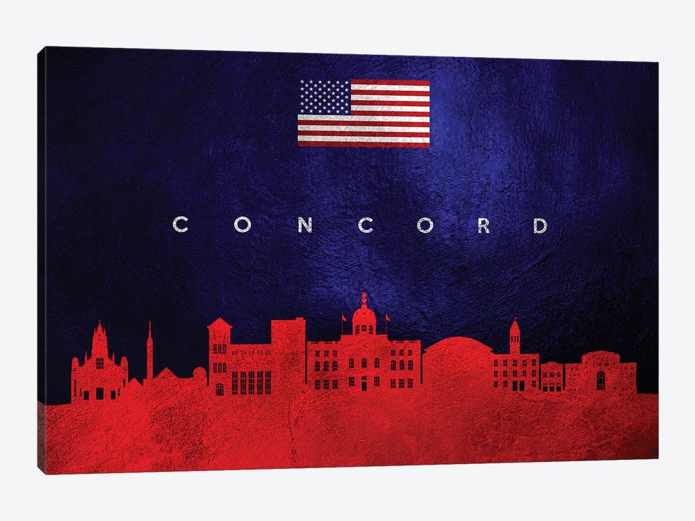 Concord Massachusetts Skyline by Adrian Baldovino 1-piece Canvas Artwork