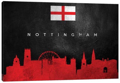 Nottingham England Skyline Canvas Art Print - International Flag Art
