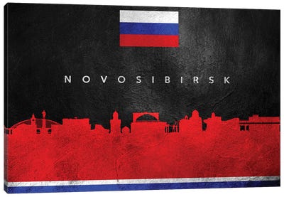Novosibirsk Russia Skyline Canvas Art Print - International Flag Art
