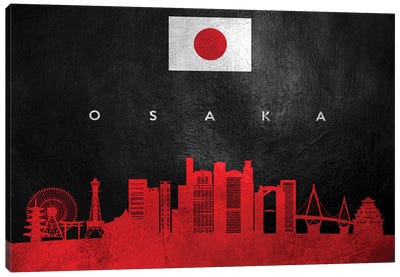 Osaka Japan Skyline Canvas Art Print - International Flag Art