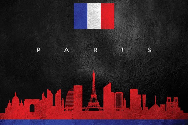International Flags: Paris France Skyline by Adrian Baldovino