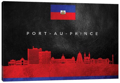 Port-Au-Prince Haiti Skyline Canvas Art Print - International Flag Art