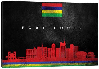 Port Louis Mauritius Skyline Canvas Art Print - International Flag Art