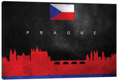 Prague Czech Republic Skyline Canvas Art Print - International Flag Art