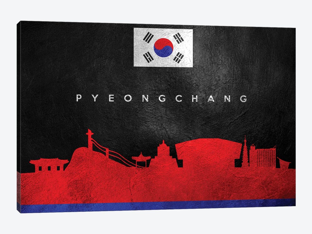 Pyeongchang South Korea Skyline by Adrian Baldovino 1-piece Canvas Art Print