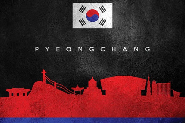 International Flags: Pyeongchang South Korea Skyline by Adrian Baldovino