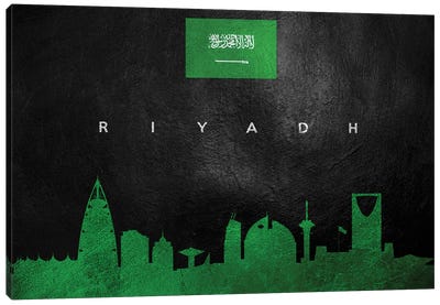Riyadh Saudi Arabia Skyline Canvas Art Print - International Flag Art