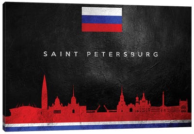 Saint Petersburg Russia Skyline Canvas Art Print - International Flag Art
