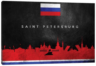 Saint Petersburg Russia Skyline II Canvas Art Print - International Flag Art
